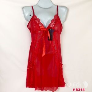 O.S. - NWT 2 pc Red Sexy Babydoll Lingerie Set